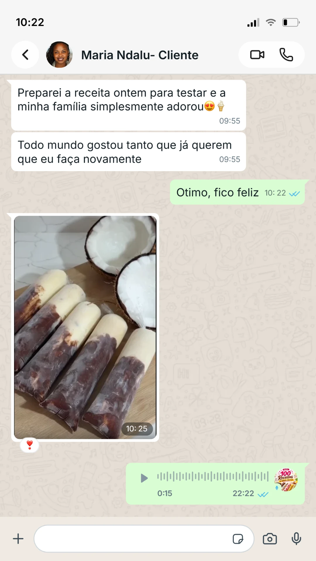 Depoimento de aluna via WhatsApp
