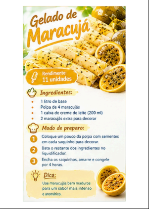 Receita de Gelado de Maracujá